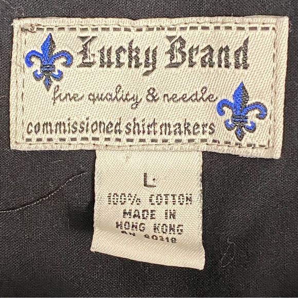 Lucky Brand Womens Black Collared Notch Neck Poet Sleeves Ruffled Button Down L - Picture 10 of 12